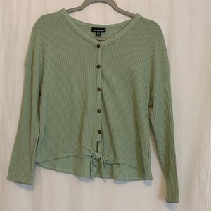 Sage Green school ribbed Button-Down Kids Top